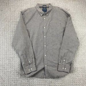 PRANA Shirt Men Extra Large XL Brown Button Down Slim Long Sleeve Casual Hemp